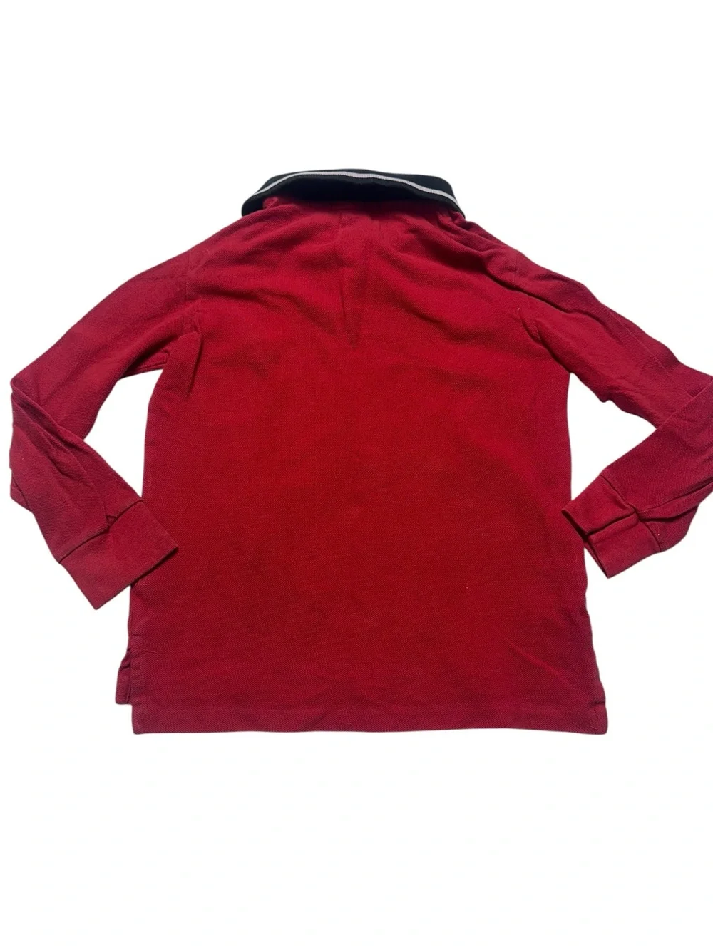Polo Ralph Lauren Boys 7 Big Pony Suisse Crest Red Long Sleeve Polo Y2K